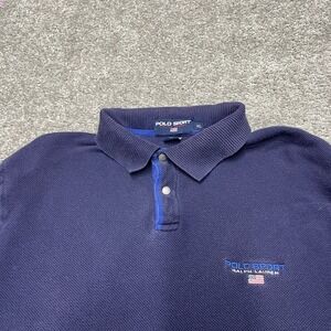 Vintage Polo Sport Ralph Lauren usa Flag Short Sleeve BLUE Polo Shirt Mens XL‎